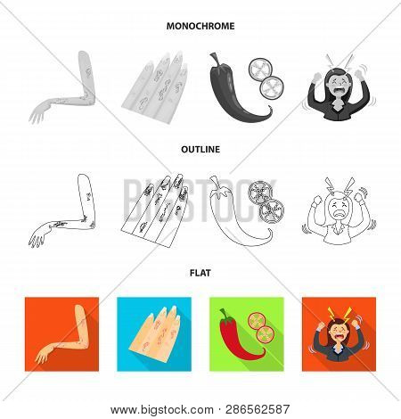 Vector Design Of Medical And Pain  Icon. Set Of Medical And Disease Vector Icon For Stock.