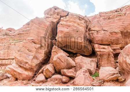Huge Rocks In Petra (red Rose City), Jordan. Petra Is Unesco World Heritage Site And Is One Of New7w