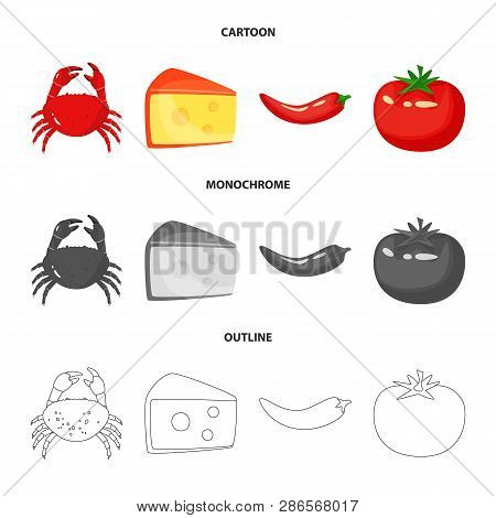 Vector Illustration Of Taste And Product Sign. Set Of Taste And Cooking Vector Icon For Stock.