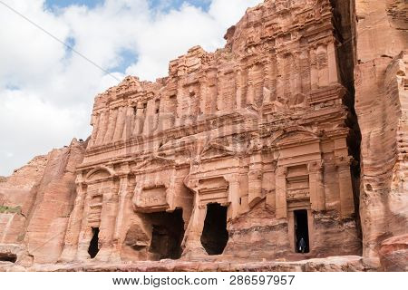 Palace Tomb In The Rock In Petra (red Rose City), Jordan. Petra Is Unesco World Heritage Site And Is
