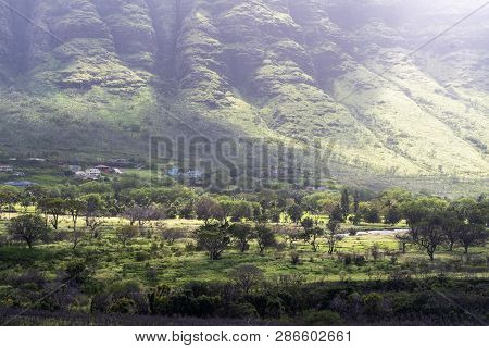 Makaha Valley On The West Coast Of Oahu