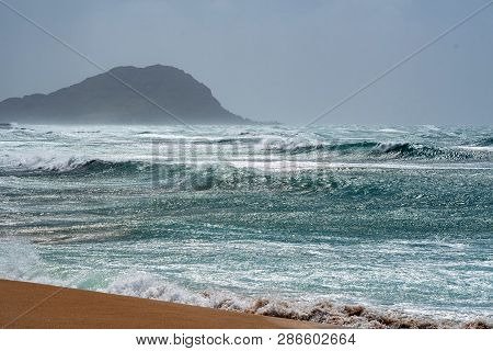 Makaha Valley Rough Sea During A Windy Day