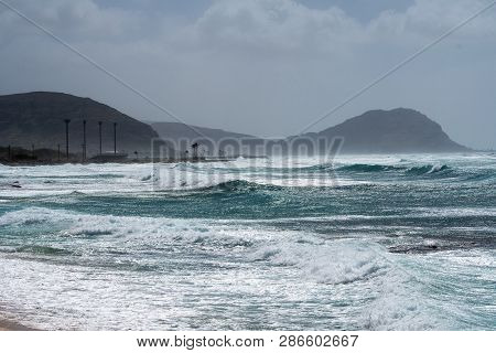 Makaha Valley Rough Sea During A Windy Day