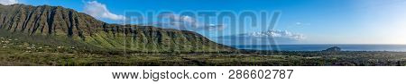Panoramic View Of Makaha Valley On The West Coast Of Oahu