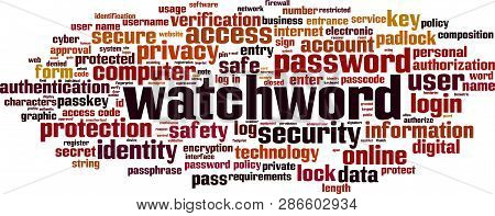 Watchword Word Cloud Concept. Vector Illustration On White