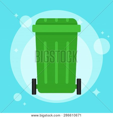Garbage Can. Trash Container. Recycle Bin. Vector Flat Simple Illustration