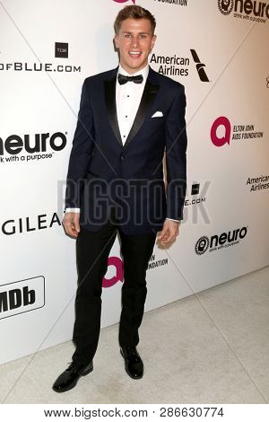 LOS ANGELES - FEB 24:  Lukas Sauer at the Elton John Oscar Viewing Party on the West Hollywood Park on February 24, 2019 in West Hollywood, CA