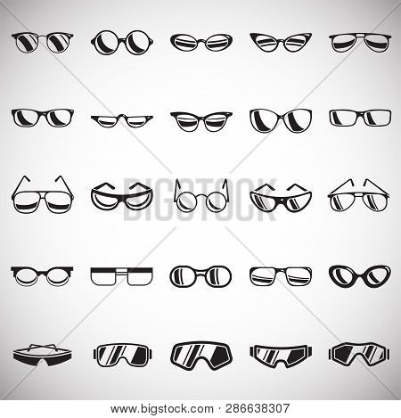 Eyeglasses Icons Set On White Background For Graphic And Web Design, Modern Simple Vector Sign. Inte