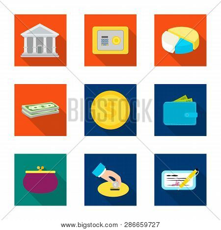Vector Design Of Bank And Money Icon. Set Of Bank And Bill Stock Symbol For Web.
