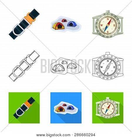 Vector Illustration Of Mountaineering And Peak Icon. Collection Of Mountaineering And Camp Vector Ic