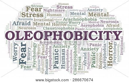 Oleophobicity Word Cloud. Wordcloud Made With Text Only.