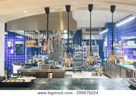Professional Kitchen In A Restaurant. Interior Of Kitchen In Restaurant