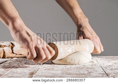 Chef Making And Kneading Fresh Dough