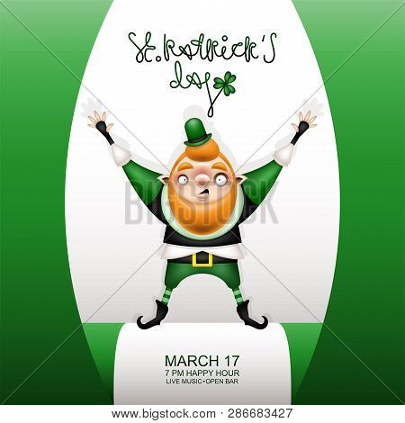 Card, Flyer, Invitation To A Holiday Or A Party. Greeting Inscription, Flag And Character In A Small