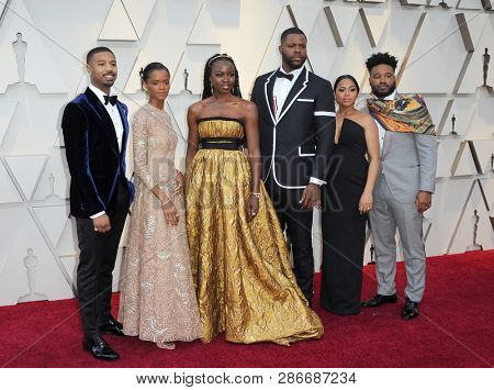 Michael B. Jordan, Letitia Wright, Danai Gurira, Winston Duke, Zinzi Evans, Ryan Coogler at the 91st Annual Academy Awards held at the Hollywood and Highland in Los Angeles, USA on February 24, 2019.