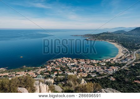 Algajola Village And Beach In Balagne Region Of Corsica