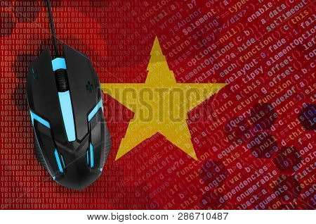 Vietnam Flag  And Computer Mouse. Digital Threat, Illegal Actions On The Internet