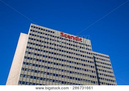 Copenhagen, Denmark - February 27, 2019: Exterior View Of The Scandic Hotel In Central Copenhagen.