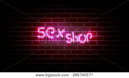 Realistic Neon Pink Light Sign Decoration On The Wall