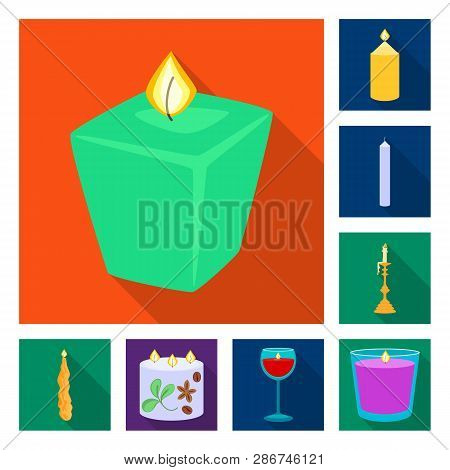 Vector Illustration Of Candlelight And Decoration    Icon. Set Of Candlelight And Flame Stock Vector