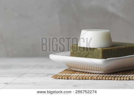 Solid Shampoo And Conditioner Bars In Soap Dish