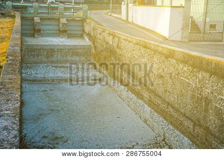 Dried Up Water Canal, Global Warming Concept.