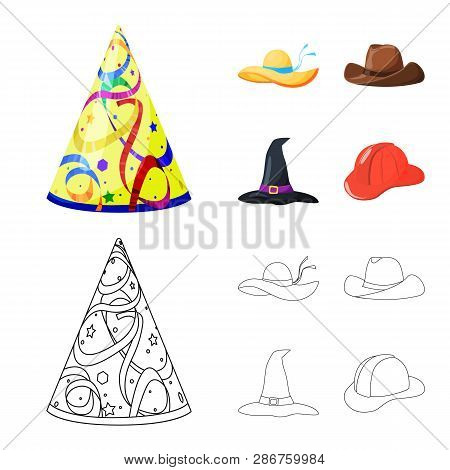Vector Illustration Of Clothing And Cap Symbol. Set Of Clothing And Beret Stock Symbol For Web.