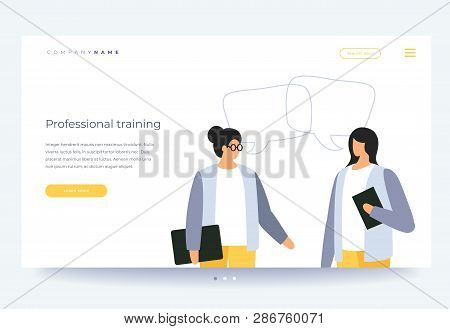 Landing Page Template. Vocational Training And Education. Concept Of Learning, Business Training And
