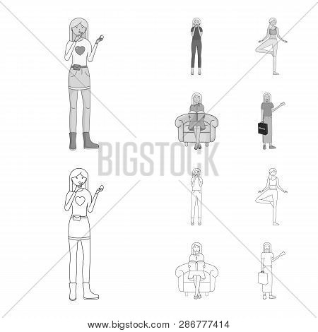Vector Illustration Of Posture And Mood Symbol. Collection Of Posture And Female Stock Vector Illust