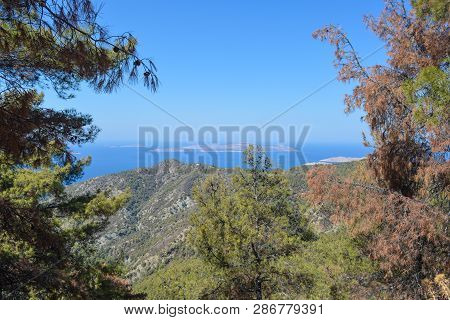 Beautiful View From Mountain On The Greece Islands, The Aegaen