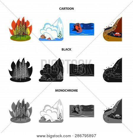 Vector Illustration Of Weather And Distress Icon. Collection Of Weather And Crash Stock Symbol For W