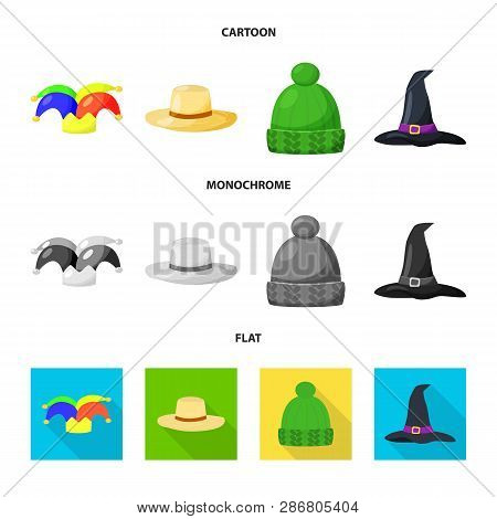 Vector Design Of Clothing And Cap Sign. Set Of Clothing And Beret Vector Icon For Stock.