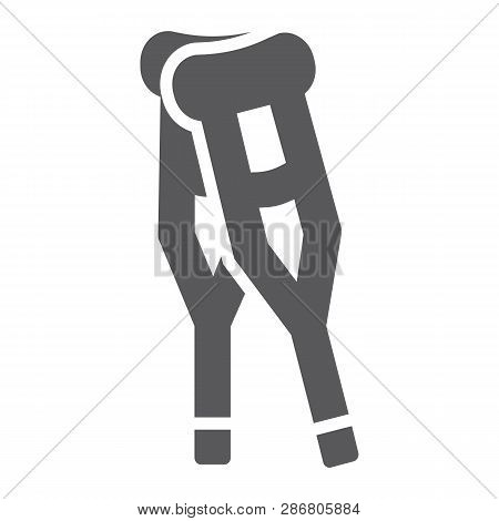 Crutches Glyph Icon, Medicine And Disability, Walking Cane Sign, Vector Graphics, A Solid Pattern On