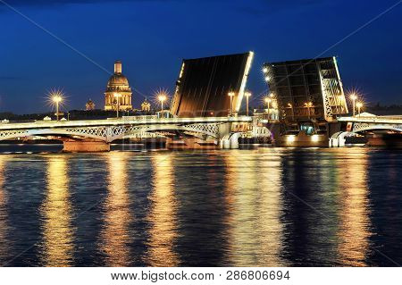 View From Embankment To The Opened Blagoveshchensky Bridge