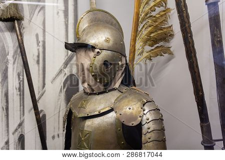 Kiev, Ukraine - May 19, 2018: Winged Hussar Armor Is The Heavy Cavalry Of The Polish Army At The Nat