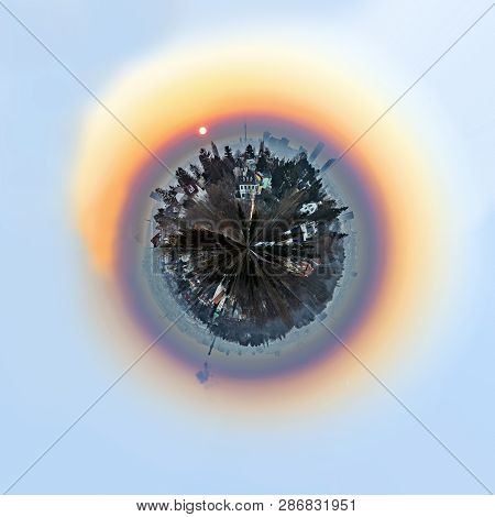 Romantic Sunrise Of Vienna From Scenic Viewpoint In Polar View