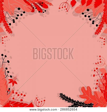 Cute Vector Colorful Frame In Hand Drawn Style. Floral And Leaves Frame For Design.