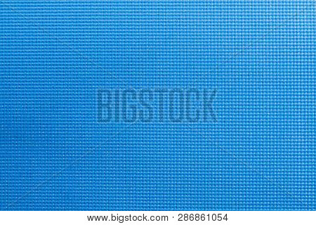 Texture Of Blue Color Yoga Matt Texture. Yoga Mattress Top View