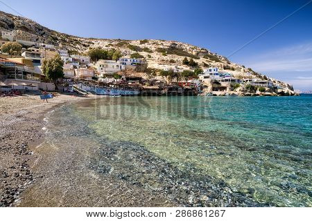 Matala, Crete - September 24: Matala Beach And Roman Caves On September 24, 2017 In Matala