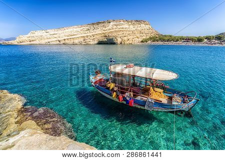Matala, Crete - September 24: Crystal Clear Sea At Matala Beach On September 24, 2017 In Matala