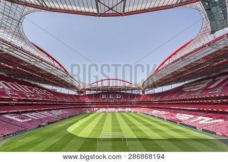 Lisboa, Portugal - April 2018:  Estadio Da Luz - The Official Playgrounds Of Fc Benfica