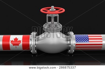 3d Illustration. Pipeline With Flags. Image With Clipping Path