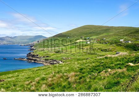 Landscape View In West Kerry, Beara Peninsula, Popular Holiday Home Destination In Ireland For Short
