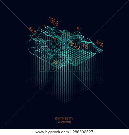 Big Data Visualization .trendy Infographic Template. Data Analysis Expressed By 3d Isometric Landsca
