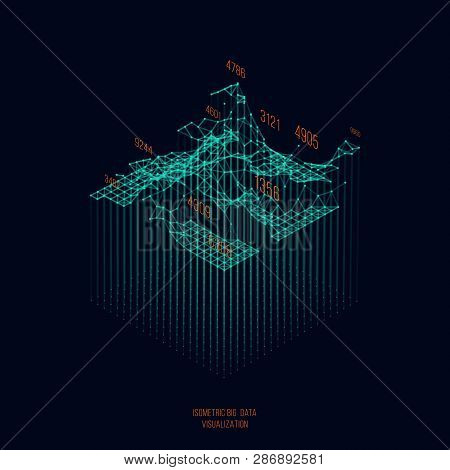 Big Data Visualization .trendy Infographic Template. Data Analysis Expressed By 3d Isometric Landsca