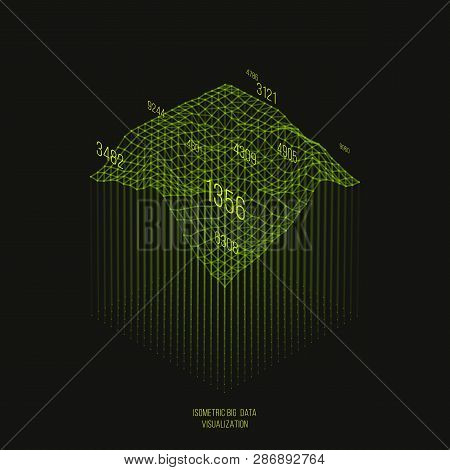 Big Data Visualization .trendy Infographic Template. Data Analysis Expressed By 3d Isometric Landsca