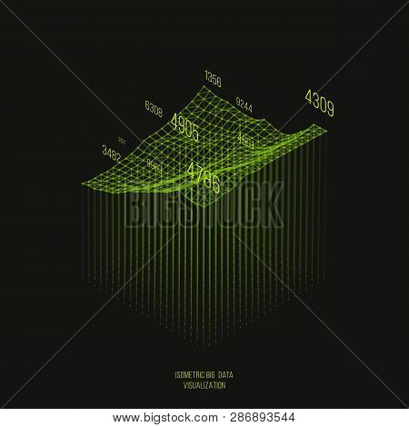 Big Data Visualization .trendy Infographic Template. Data Analysis Expressed By 3d Isometric Landsca