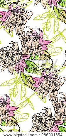 Floral Seamless Pattern. Hand Drawn Illustration. Fullsize Raster Atrwork.