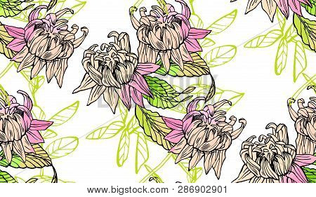 Floral Seamless Pattern. Hand Drawn Illustration. Fullsize Raster Atrwork.