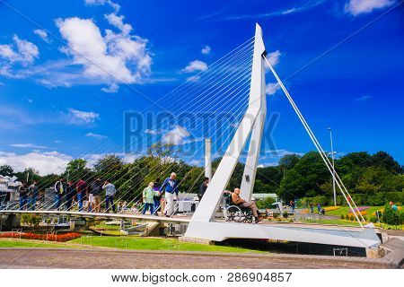 Netherlands. Den Haag. Miniature Park Madurodam.july 2016. Visitors Enjoying The Replicas Of Famous 